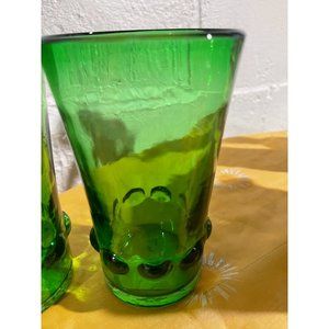 Cute Set of Two Vintage Avocado Green Anchor Hocking Milano drinking Glasses